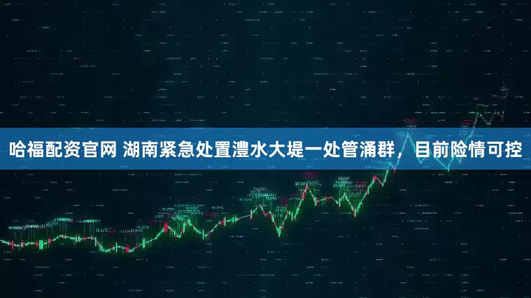 哈福配资官网 湖南紧急处置澧水大堤一处管涌群，目前险情可控
